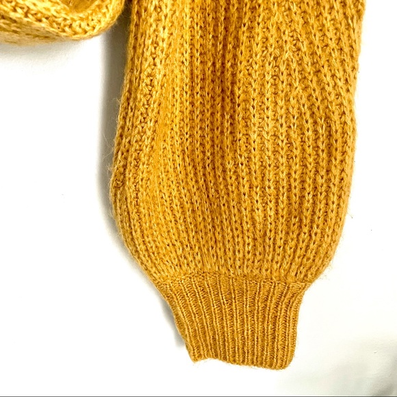 SOLD BP Golden Mustard Yellow Oversized Balloon Sleeve Cable Knit Sweater XS - Picture 11 of 14